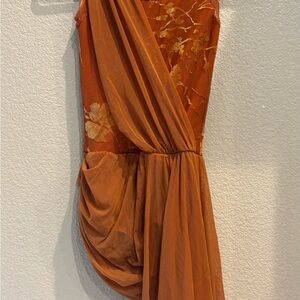 Chic Asymmetrical Orange Dress